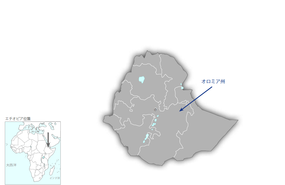 農村レジリエンス強化のためのインデックス型農業保険促進プロジェクトの協力地域の地図