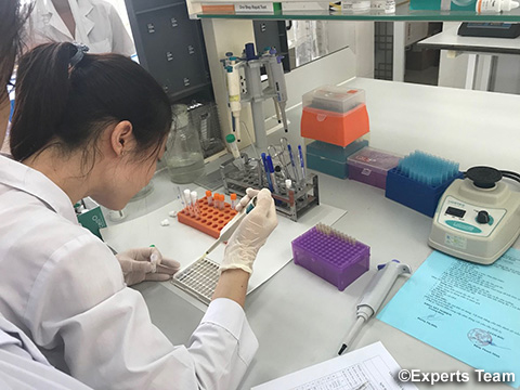 デング熱ウイルス検出に関するフォローアップ研修がBac Giang省CDCにて2018年6月に行われた際の研修の様子(写真提供:専門家チーム)