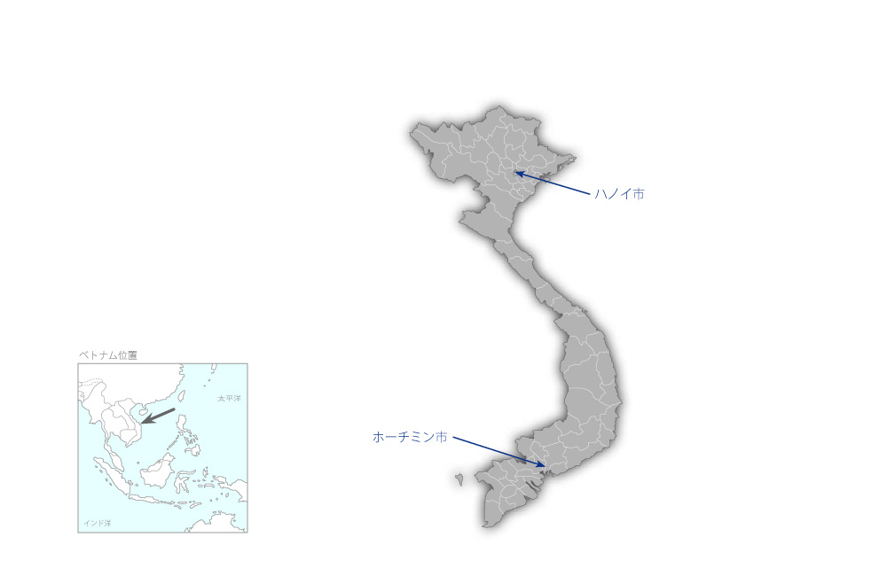 感染症の予防・対応能力向上のための実験室の機能及び連携強化プロジェクトの協力地域の地図