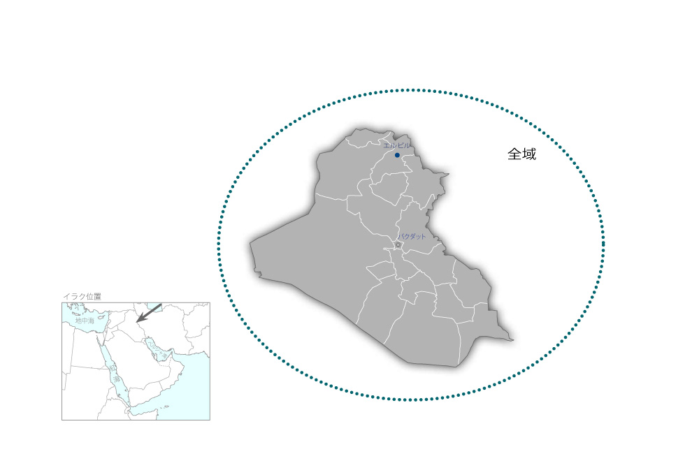 労働安全衛生分野における人材能力向上プロジェクトの協力地域の地図