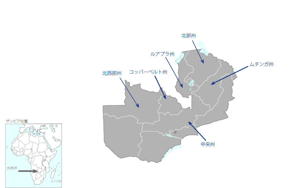 持続可能な地域密着型灌漑開発支援プロジェクトの協力地域の地図