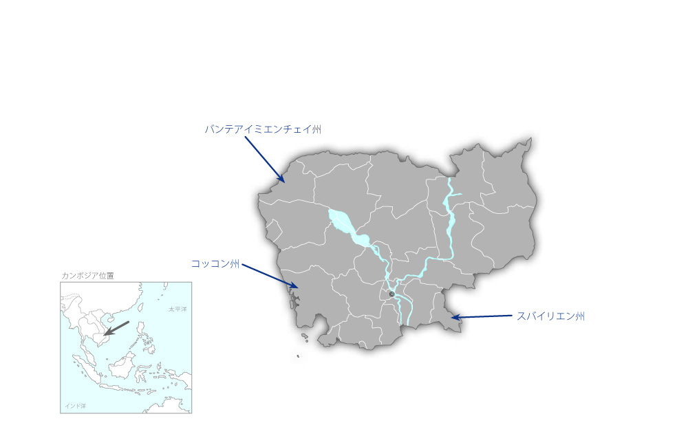 南部経済回廊配電網整備計画の協力地域の地図