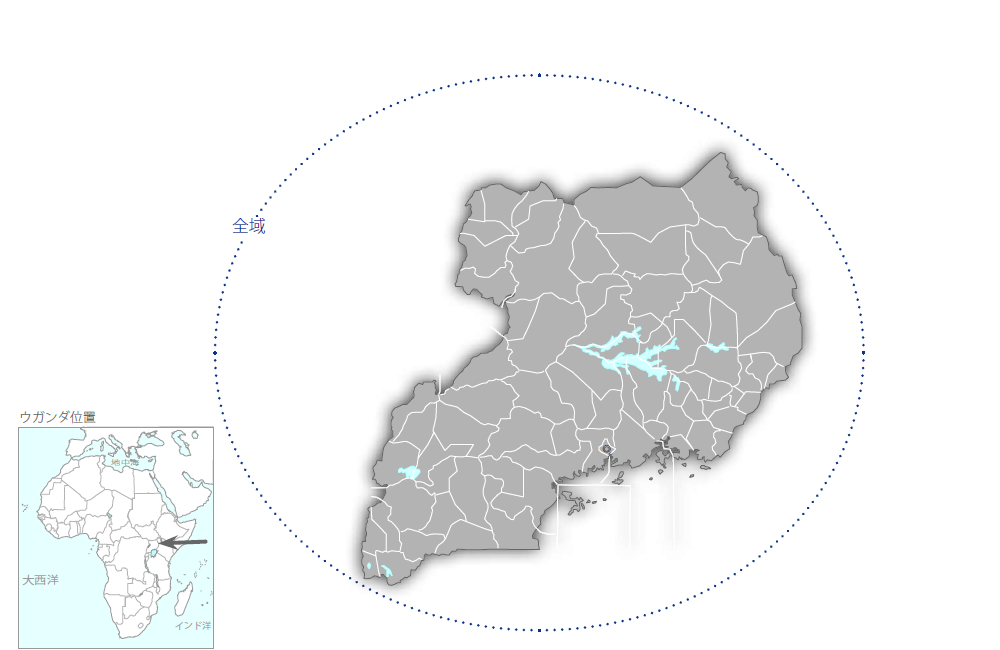 コメ振興プロジェクト　フェーズ2の協力地域の地図