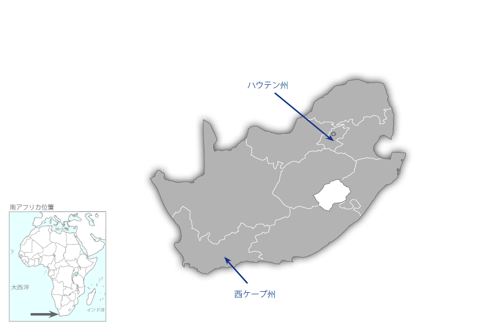 技能工育成のための職業訓練校能力強化プロジェクトの協力地域の地図