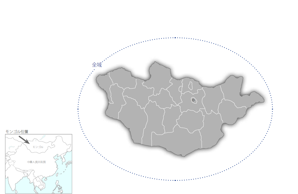 国家総合開発計画策定プロジェクトの協力地域の地図