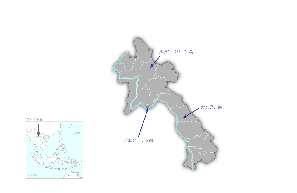 水道事業運営管理能力向上プロジェクト（MaWaSU 2）の協力地域の地図