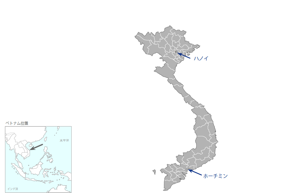 ベトナム株式市場の公正性及び透明性改善に向けた能力向上プロジェクトの協力地域の地図