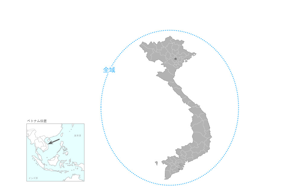 サイバーセキュリティに関する能力向上プロジェクトの協力地域の地図