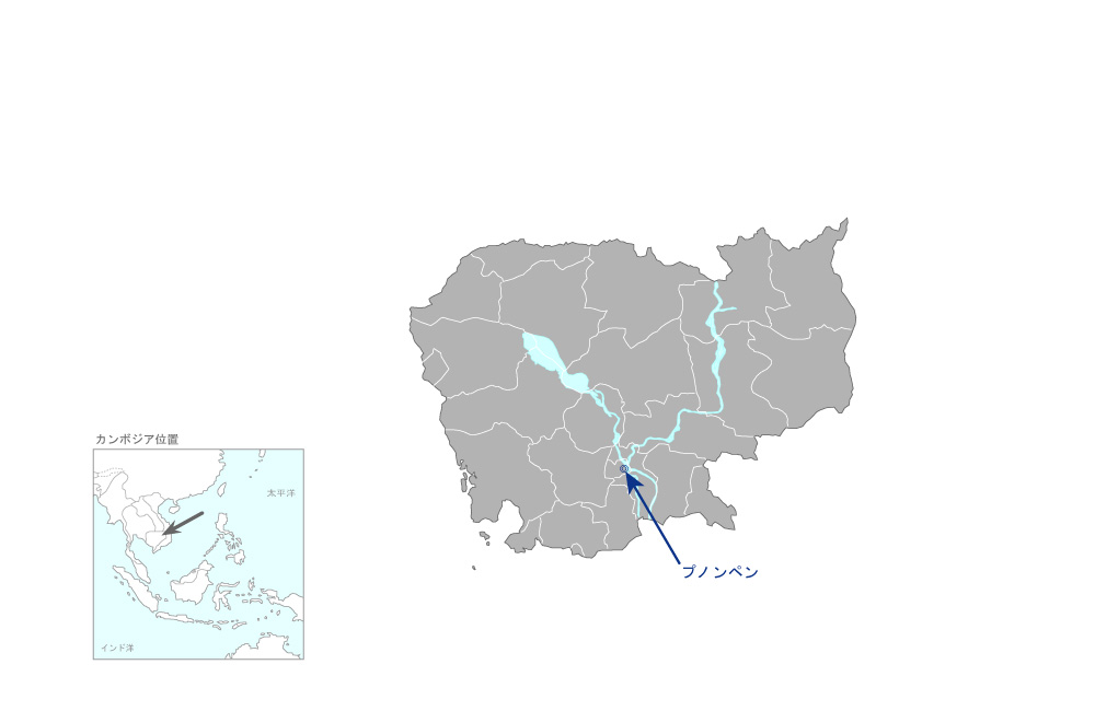 プノンペン都庁及び公共事業・運輸省下水管理能力強化プロジェクトの協力地域の地図