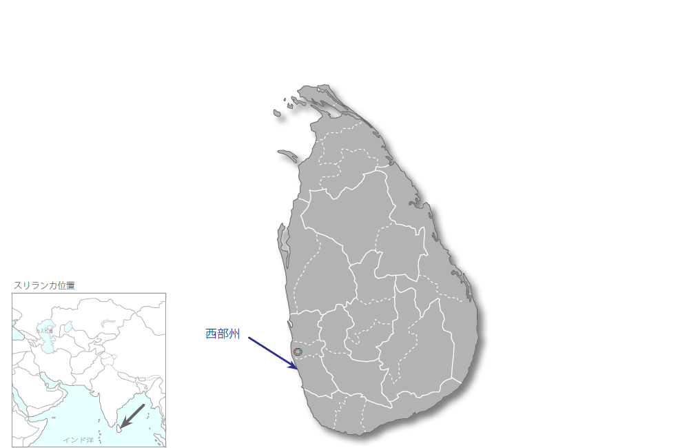 西部州における廃棄物マスタープラン策定支援プロジェクトの協力地域の地図