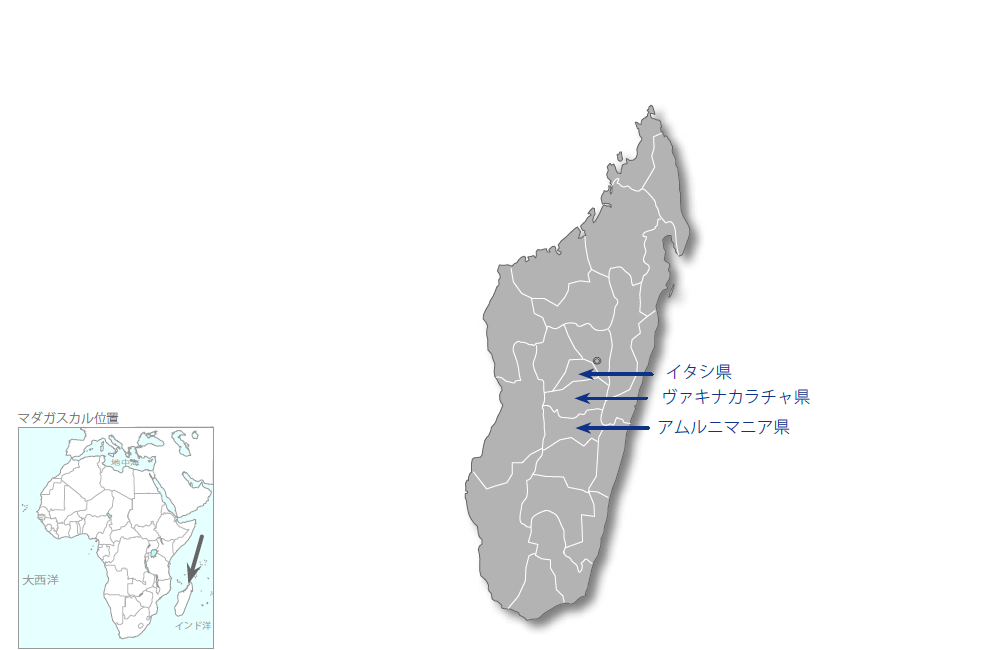 食と栄養改善プロジェクトの協力地域の地図