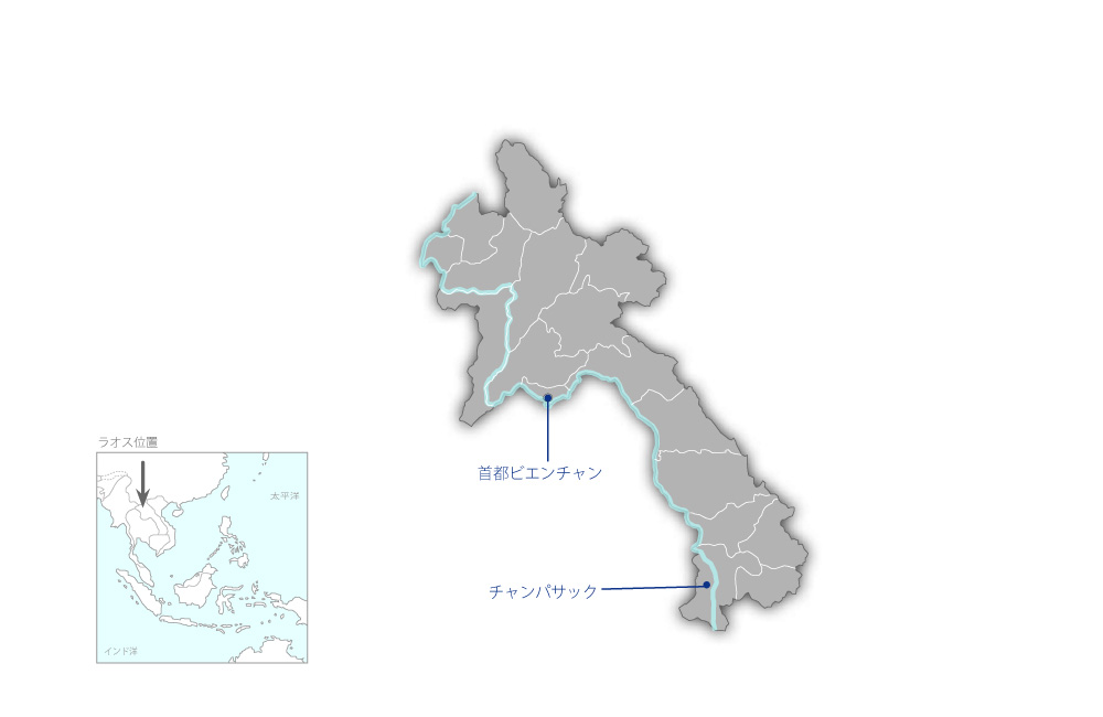 セタティラート病院及びチャンパサック県病院整備計画の協力地域の地図