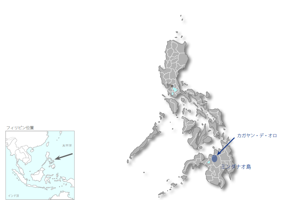 カガヤン・デ・オロ川流域洪水予警報システム改善計画の協力地域の地図