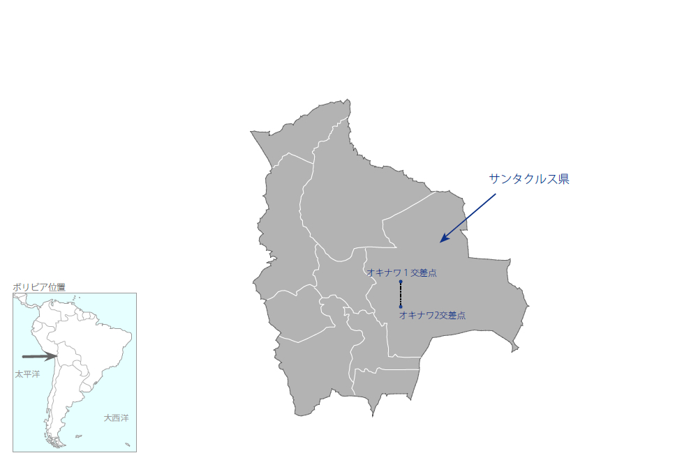 オキナワ道路整備計画の協力地域の地図