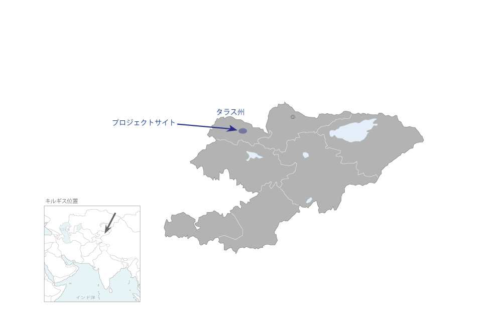 タラス-タラズ道路ウルマラル川橋梁架け替え計画の協力地域の地図