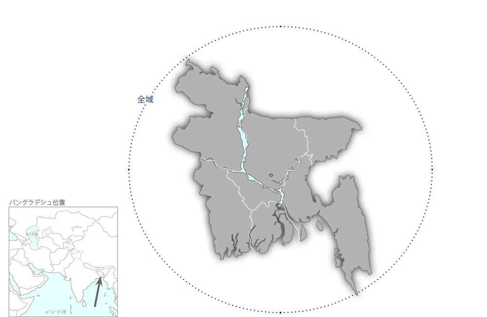 バングラデシュにおける全球測位衛星システム連続観測点高密化及び験潮所近代化計画の協力地域の地図