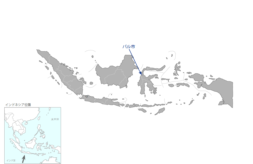 中部スラウェシ州パル第四橋再建計画の協力地域の地図