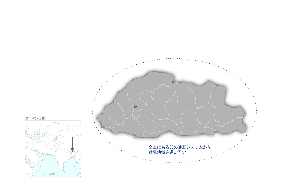 灌漑計画・設計・施工管理能力強化プロジェクトの協力地域の地図