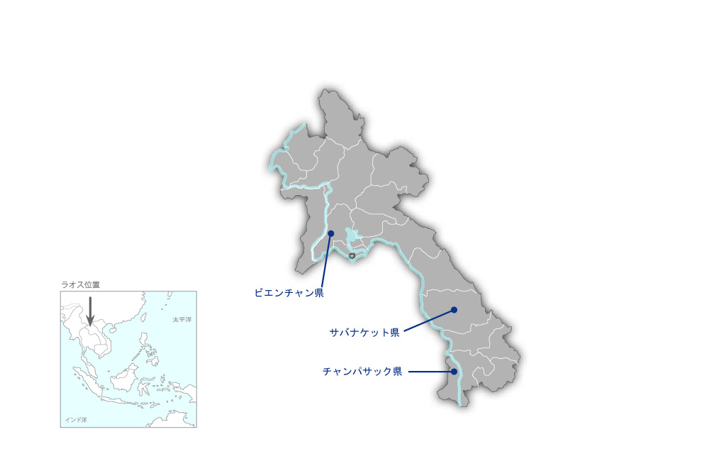 橋梁維持管理能力強化プロジェクトの協力地域の地図