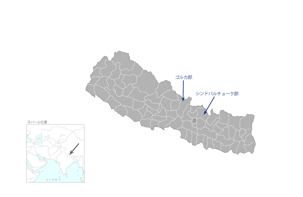 参加型地方復興プロジェクトの協力地域の地図