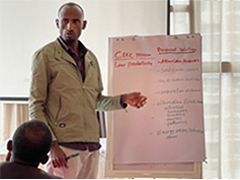 Participant presenting problem caused by recent climate change and possible adaptation actions discussed in the group