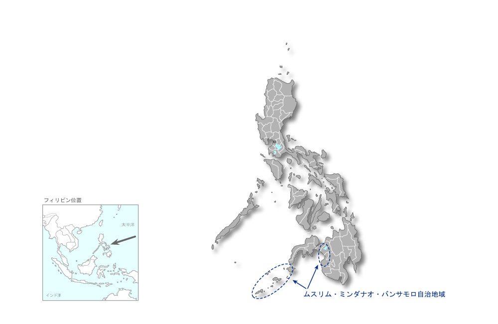 バンサモロ自治政府能力向上プロジェクトの協力地域の地図