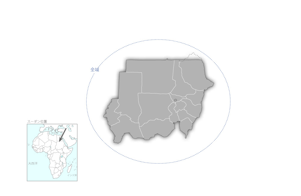 スーダンのきれいな街プロジェクトの協力地域の地図