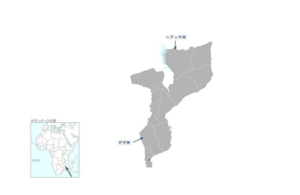 母子栄養サービス強化プロジェクトの協力地域の地図