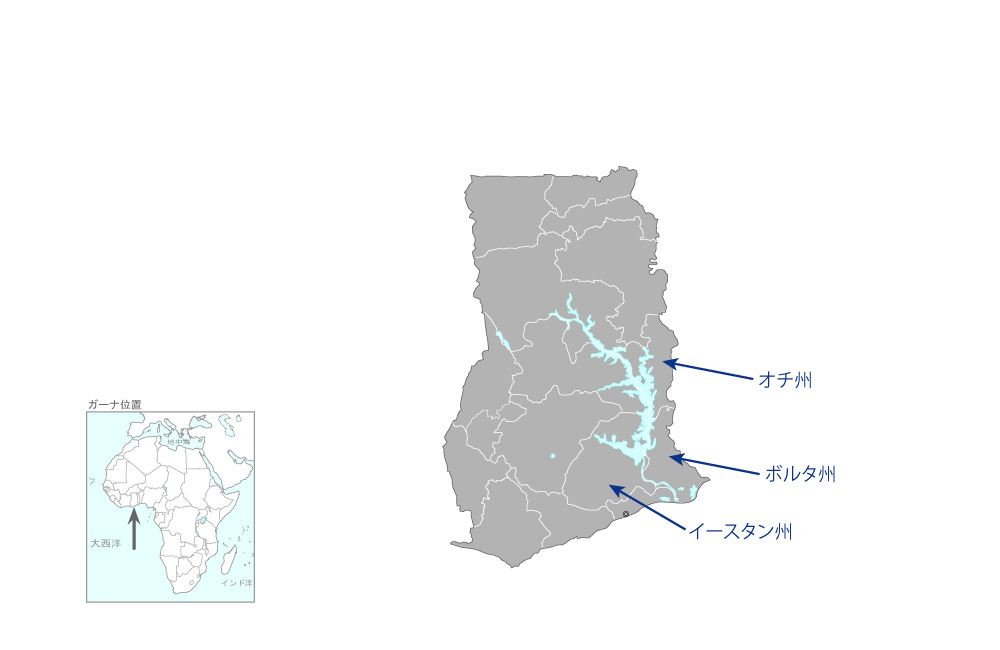 みんなの学校:コミュニティ参加型学習改善支援プロジェクトの協力地域の地図