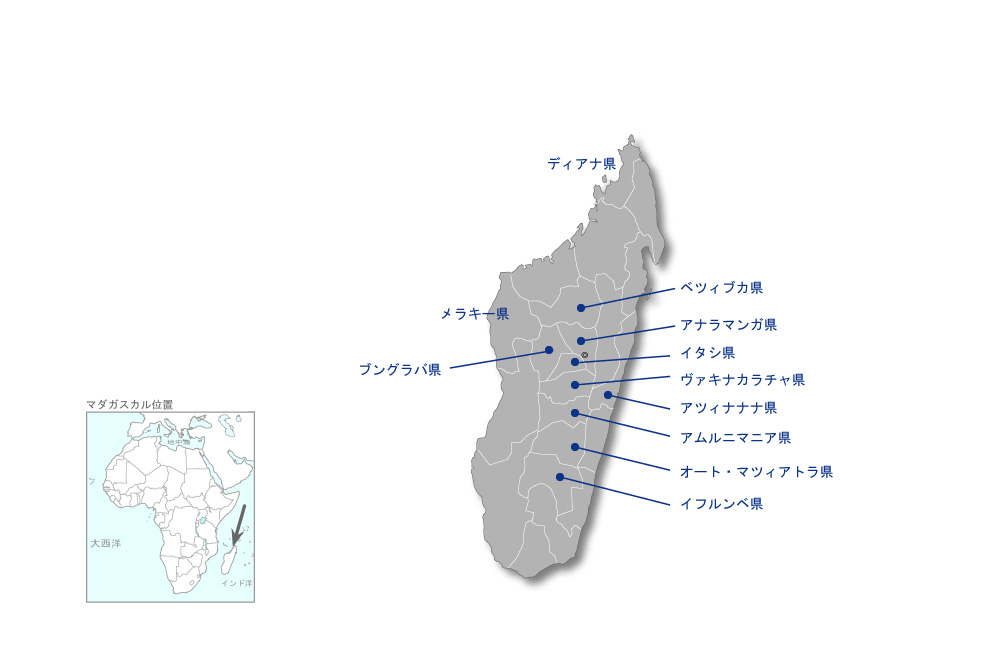 みんなの学校:住民参加による教育開発プロジェクトフェーズ2の協力地域の地図