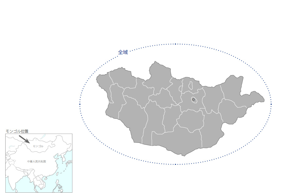 結核と鼻疽の制圧プロジェクトの協力地域の地図