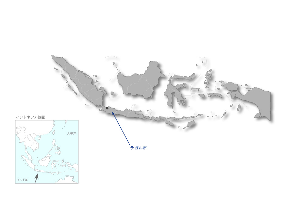パリ協定による2030年目標に向けた高温多湿気候下のインドネシアにおける低炭素アフォーダブル集合住宅の開発の協力地域の地図