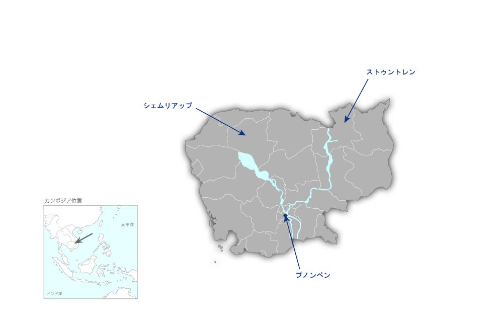 土地管理及びインフラ開発のための電子基準点整備プロジェクトの協力地域の地図