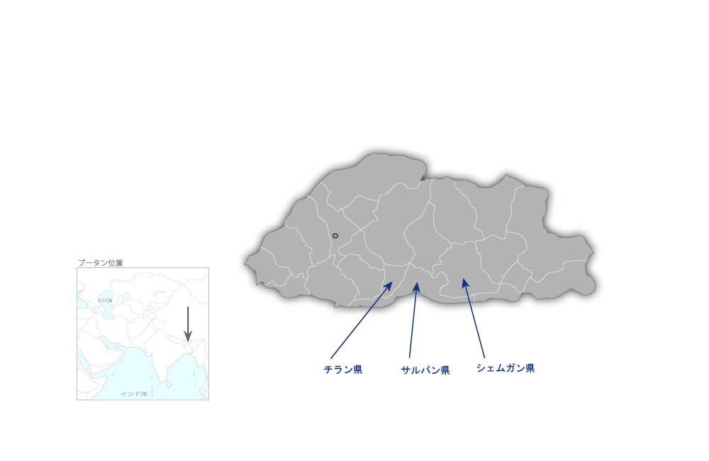 中南部地域計画策定プロジェクトの協力地域の地図