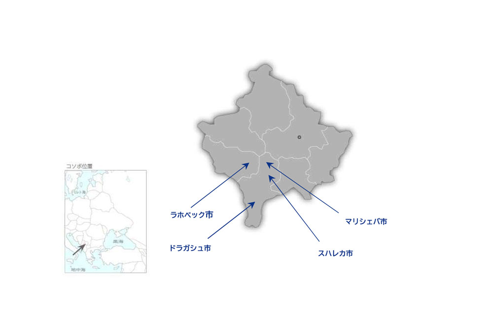 循環型社会に向けた廃棄物管理能力向上プロジェクトフェーズ2の協力地域の地図