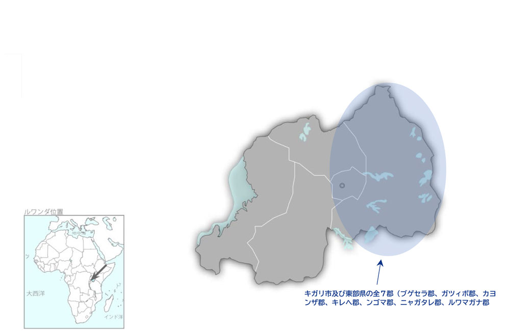 地方給水マネジメント強化プロジェクトの協力地域の地図