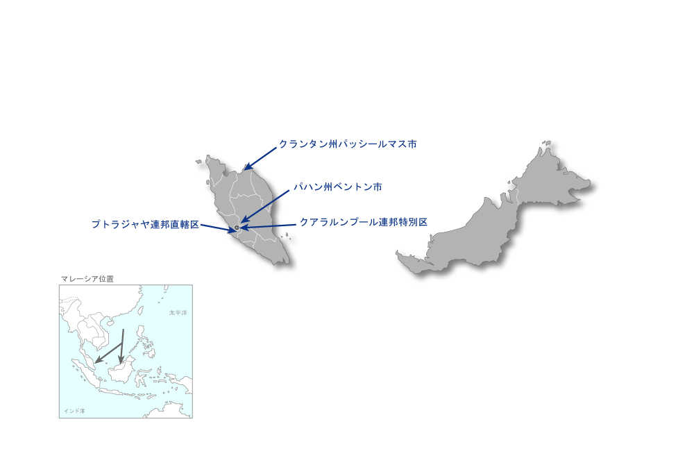 全人教育推進プロジェクトの協力地域の地図