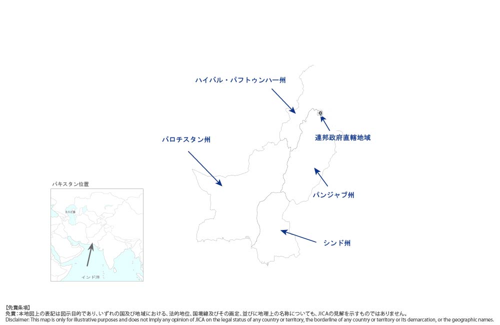 オルタナティブ教育推進プロジェクトフェーズ2の協力地域の地図