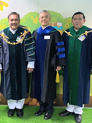 Dr. Chongrak W. KU President, Prof. M. Morikawa, Dr. Apisit S., Dean of Fac. Sci, KU (left to right)