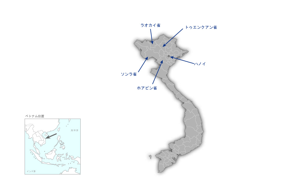 持続的自然資源管理強化プロジェクトフェーズ2の協力地域の地図