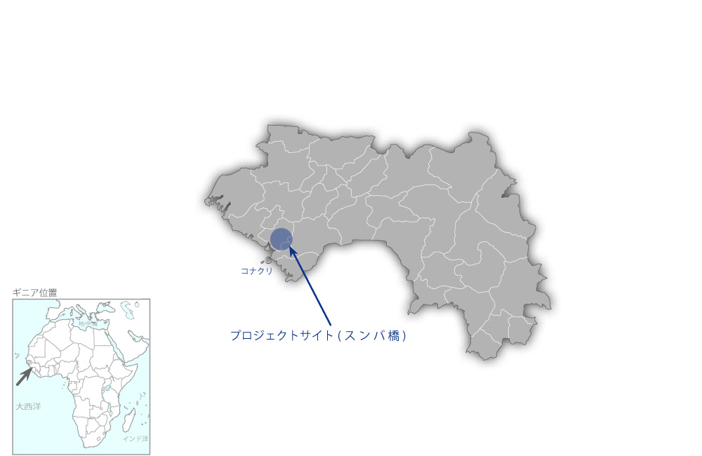 国道三号線スンバ橋架け替え計画の協力地域の地図