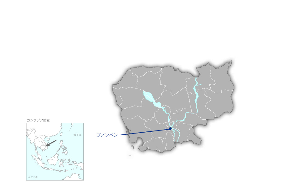 カンボジア日本人材開発センター起業家育成・ビジネス交流拠点機能拡充プロジェクトフェーズ2の協力地域の地図