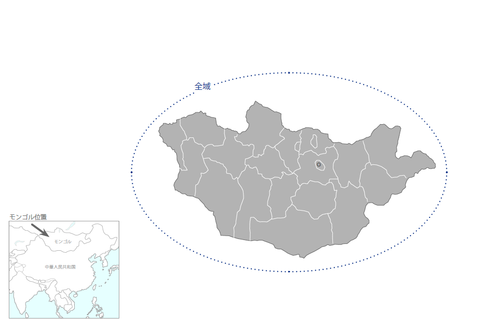 地震防災能力向上プロジェクトフェーズ2の協力地域の地図