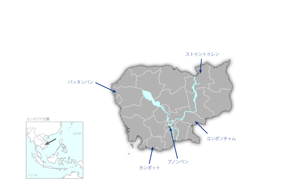 医療技術者育成プロジェクトの協力地域の地図