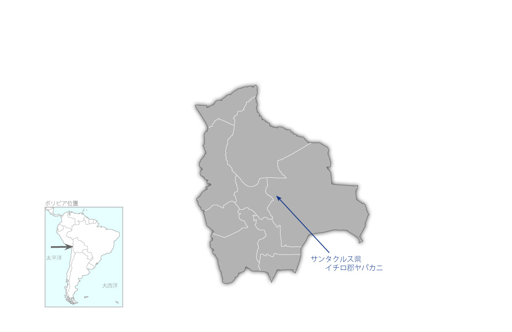 小規模畜産農家のための技術普及改善計画プロジェクトの協力地域の地図