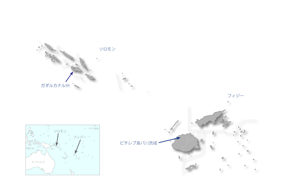 大洋州地域コミュニティ防災能力強化プロジェクトの協力地域の地図