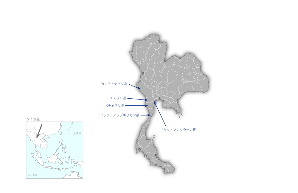 地方環境管理能力向上及び連携強化プロジェクトの協力地域の地図