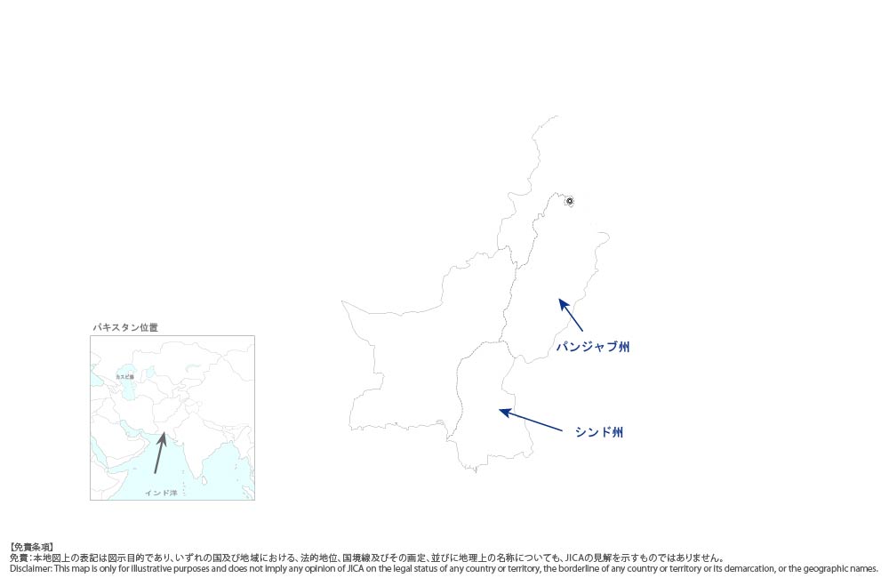 国家防災管理計画策定プロジェクトの協力地域の地図