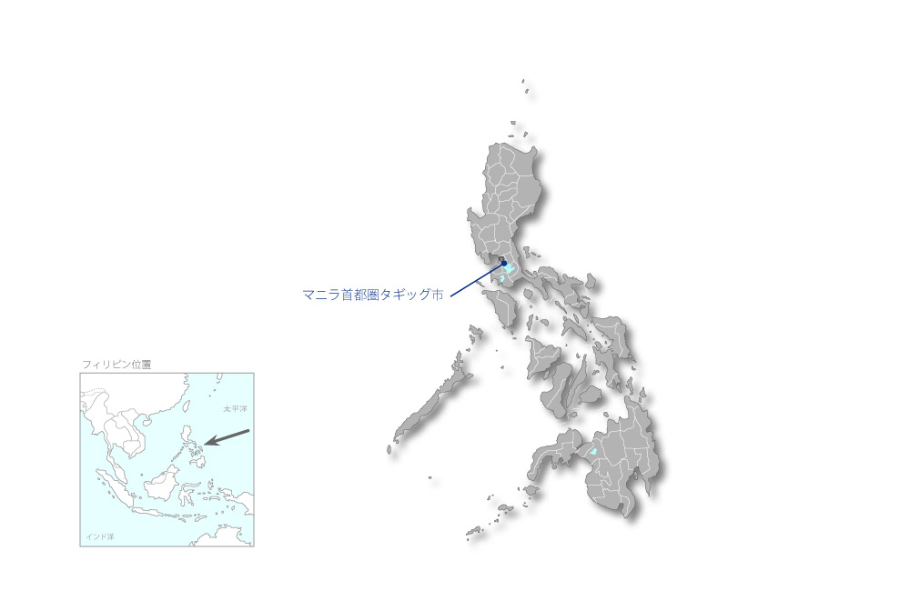地場産品競争力強化のための包装技術向上プロジェクトの協力地域の地図