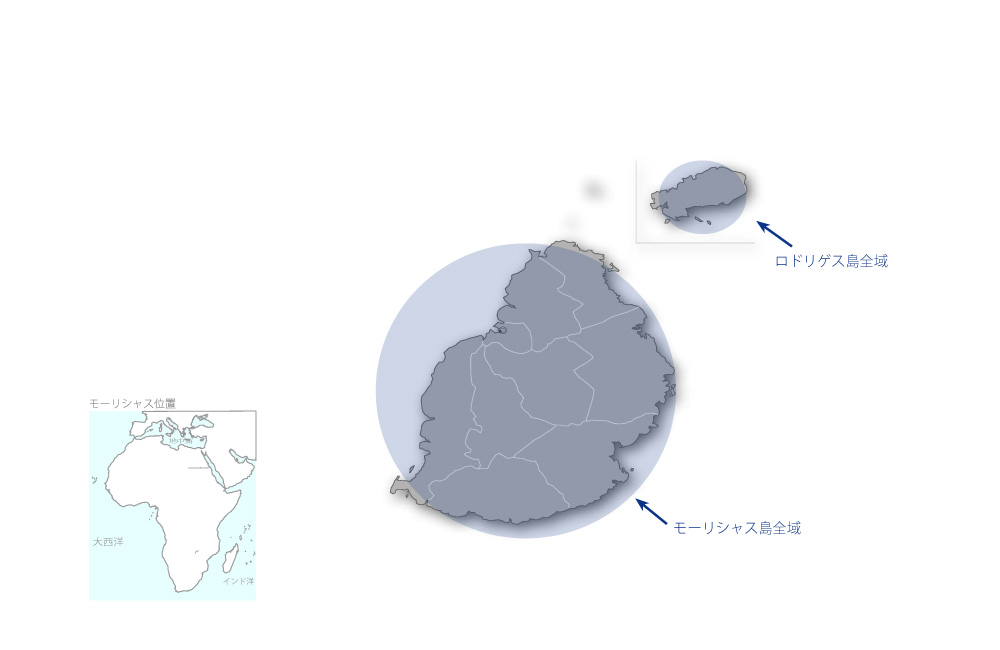 海岸保全・再生に関する能力向上プロジェクトの協力地域の地図